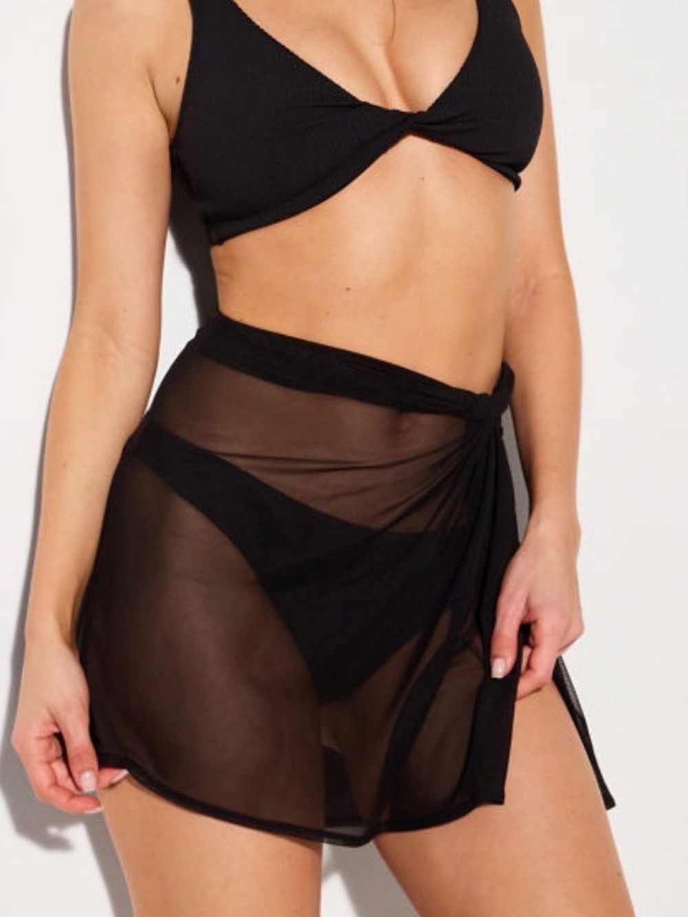 YITTY Black Sheer Sarong Swim Cover